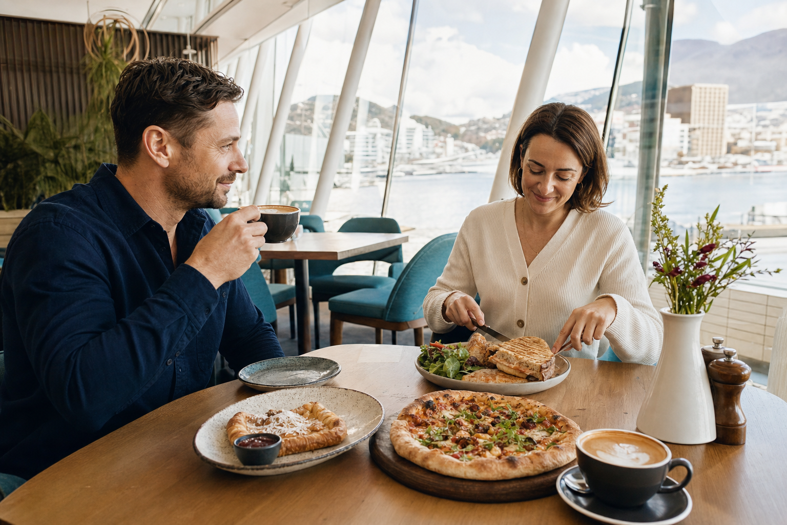 Fresh coffee, house-made pastries and light café dishes beside the river